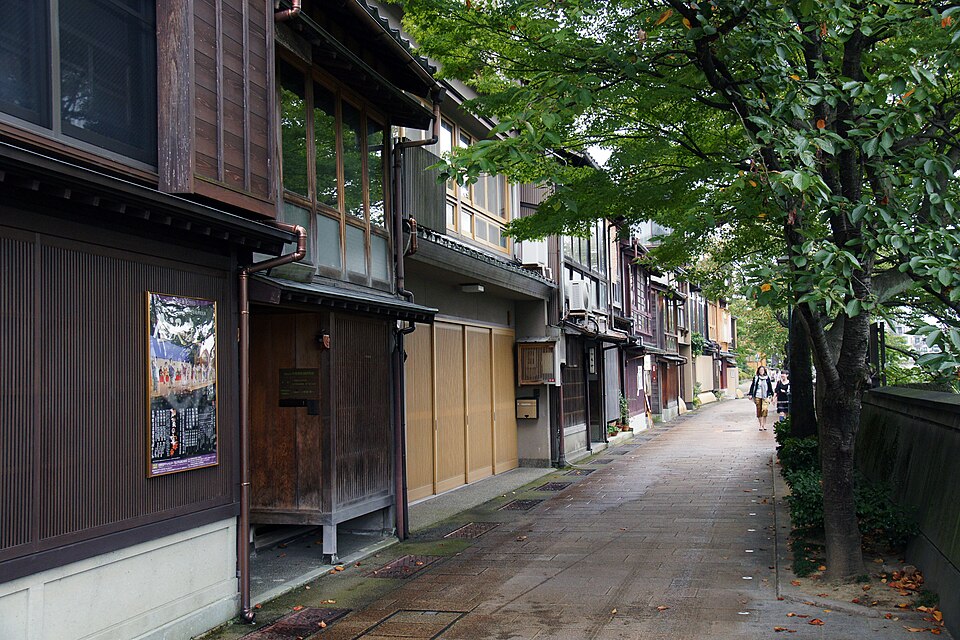 Archive view of teahouse buildings in Kazuemachi, Kanazawa